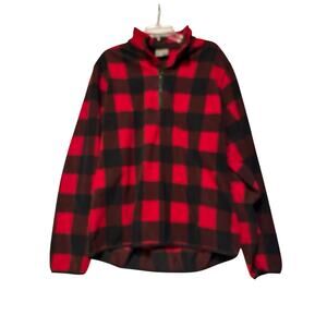 Hawke & Co Sport men's red/black plaid fleece 1/4 zip up jacket large Outdoors